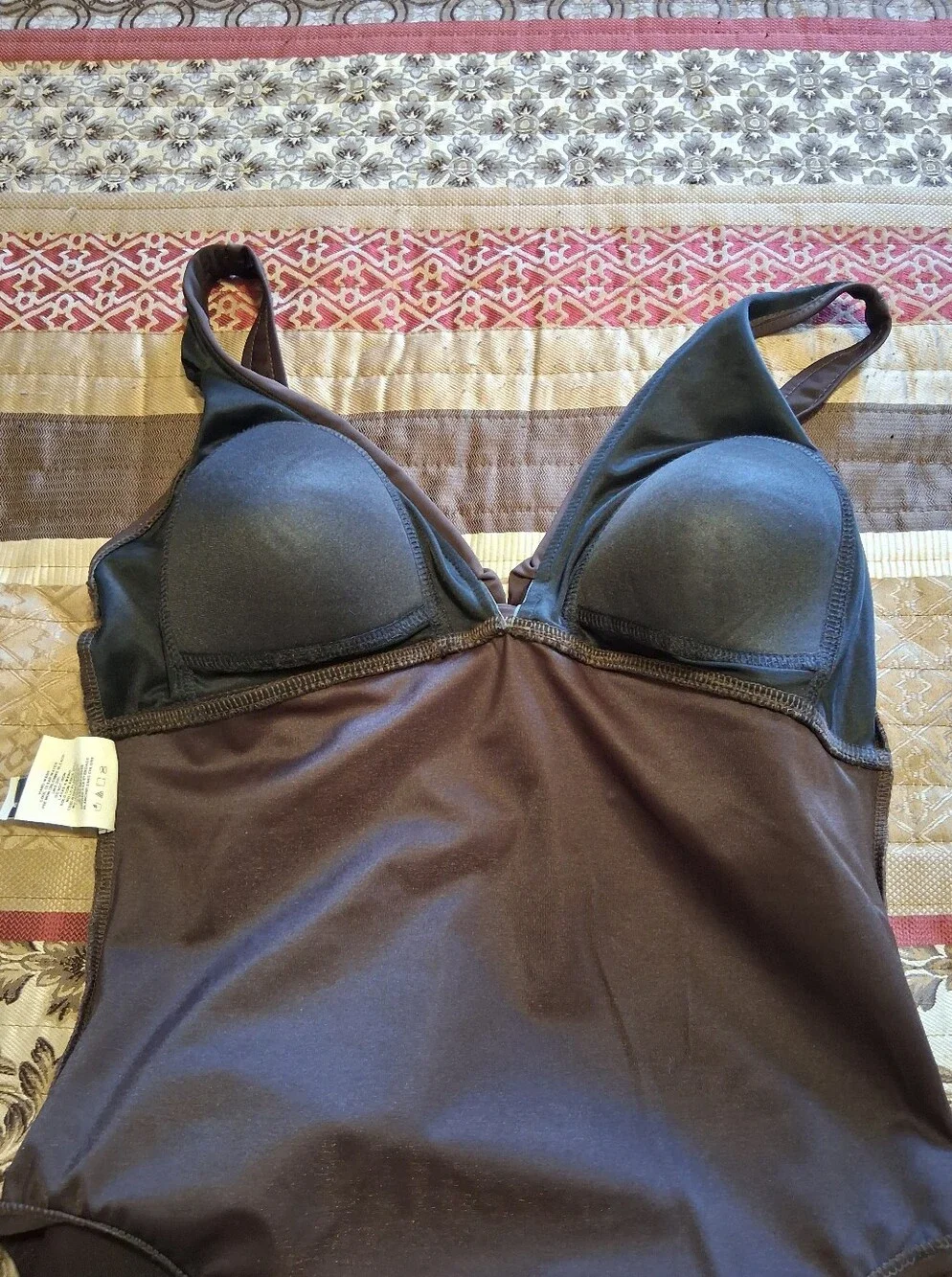 Miraclesuit One‎ Piece Swimsuit Dark Brown Buckle  Sz12 Padded Vacation Beach